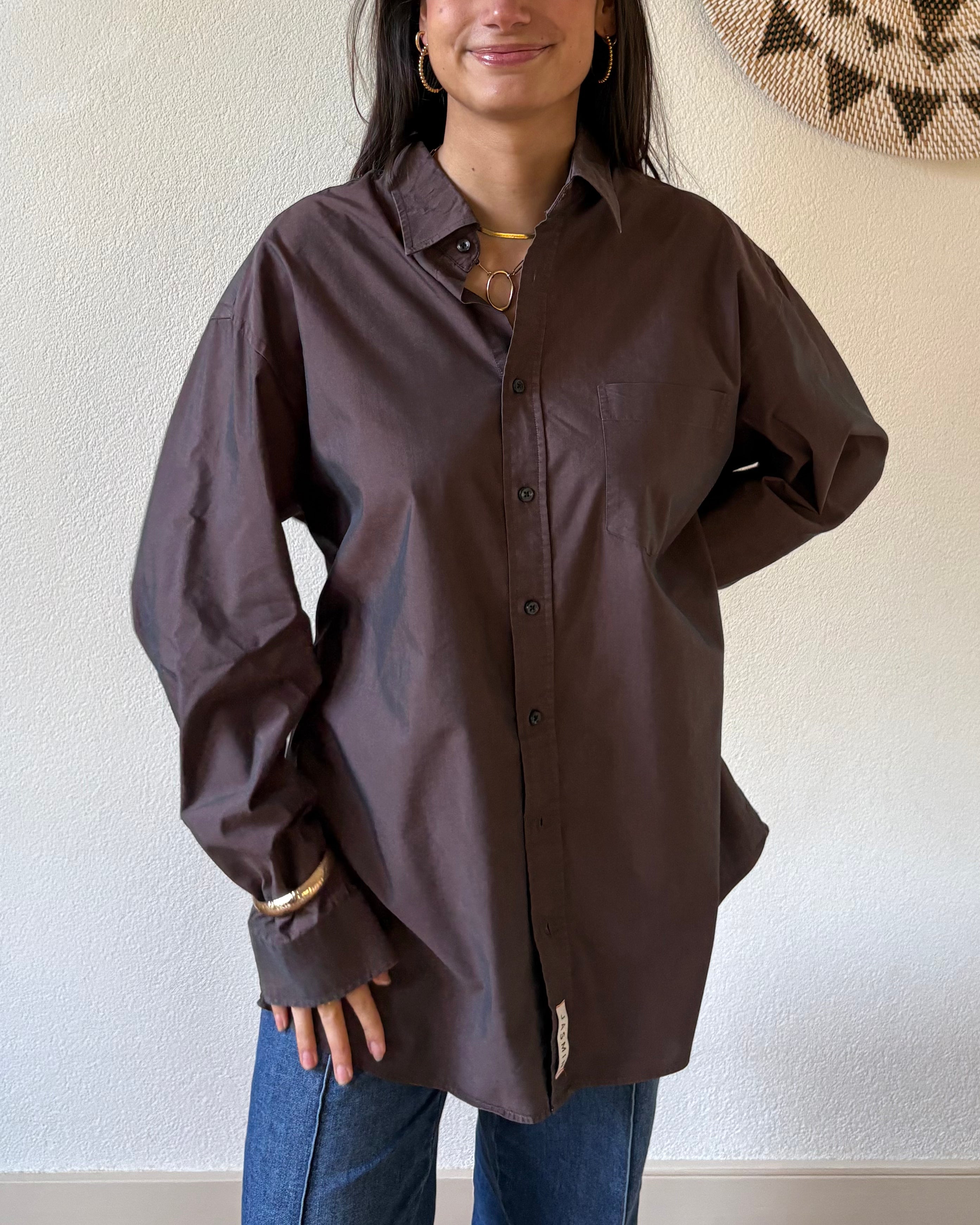 Smocked shirt brown