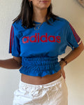 Adidas top smocked blue